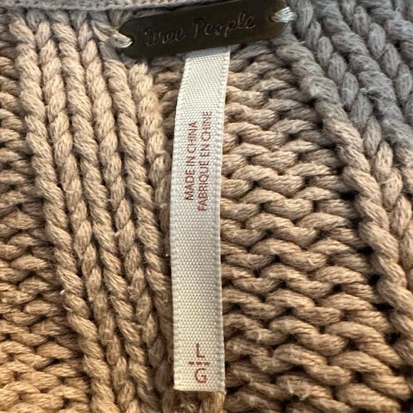 Free People Sweetheart Chunky Knit Mock Neck Oversized Sweater Large Tan Nude - Picture 10 of 16